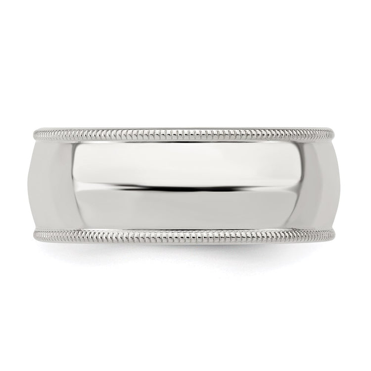 Sterling Silver 8mm Comfort Fit Half Round Milgrain