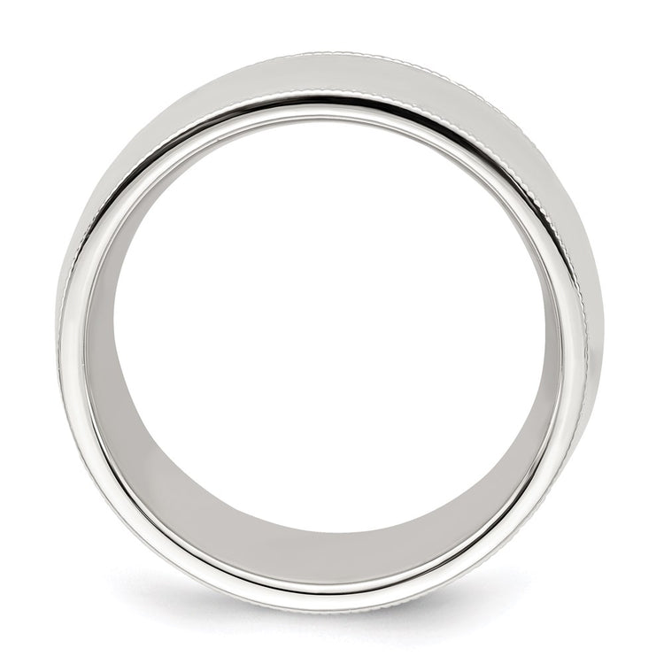 Sterling Silver 10mm Comfort Fit Half Round Milgrain