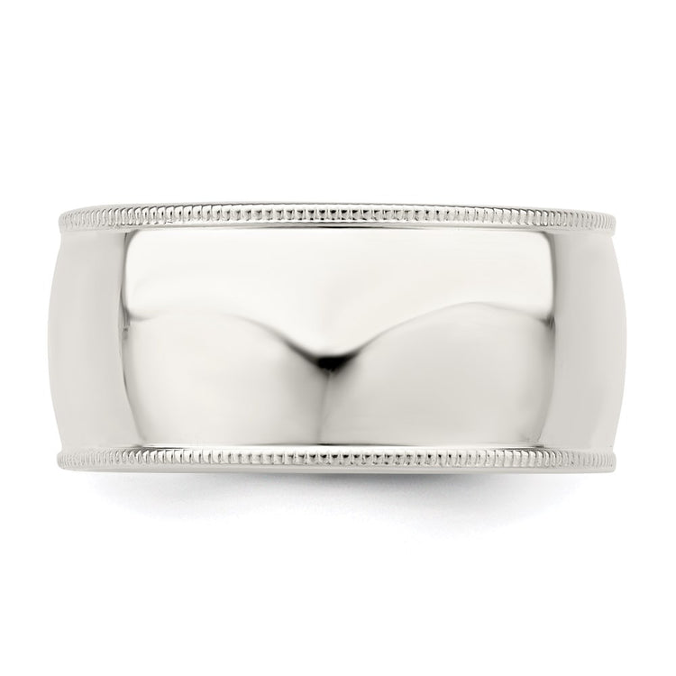 Sterling Silver 10mm Comfort Fit Half Round Milgrain