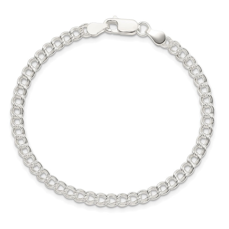 Sterling Silver Italian 4.25mm Double Link Charm Bracelet 5" - view 2