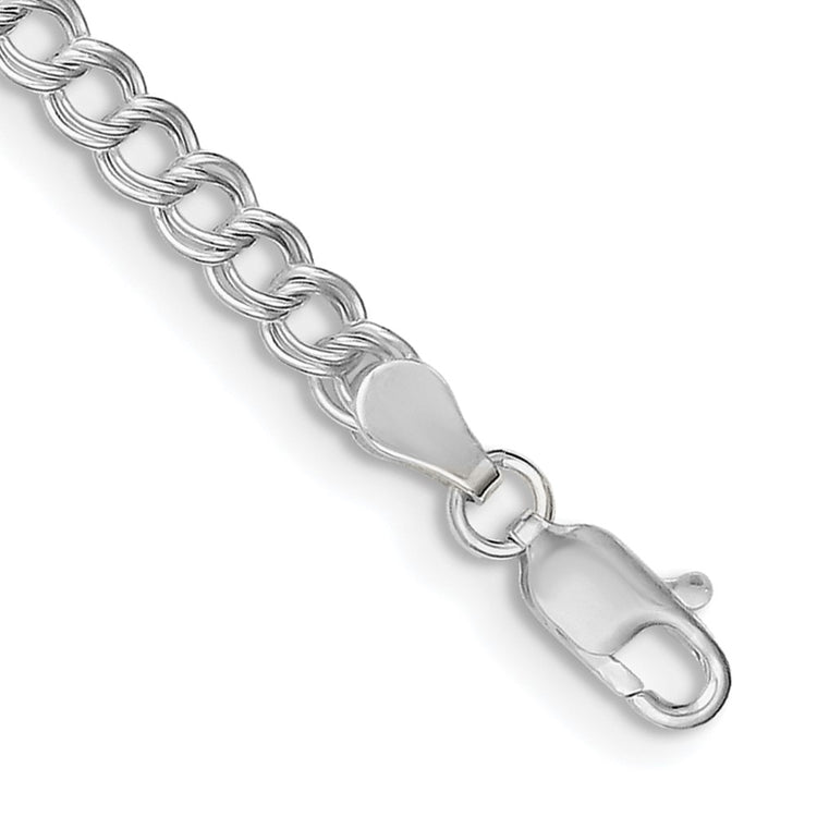 Italian Crafted Solid Sterling Silver 4.25mm Double Link Charm Bracelet - Hypoallergenic Sterling Silver Bracelets for Women - Size 5 Inch - Stackable