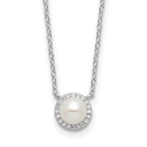 Sterling Silver Cheryl M Freshwater Pearl & Cubic Zirconia Pearl Tennis Necklace - Hypoallergenic Sterling Silver Pearl Tennis Necklaces for Women - S