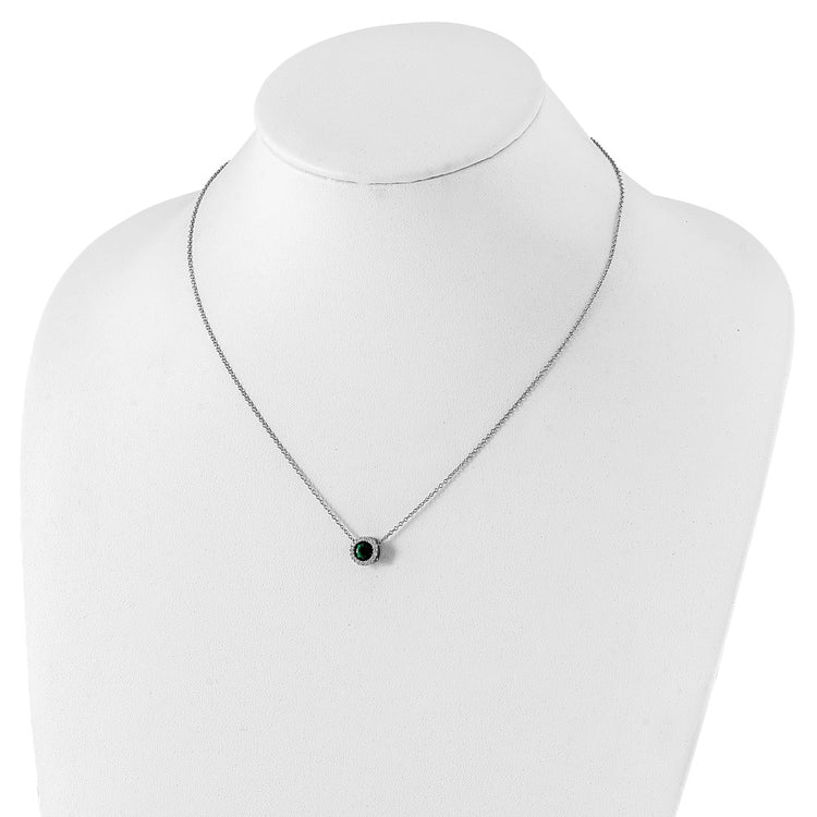 Sterling Silver Halo CZ Necklace 18-19" β Cheryl M - view 3