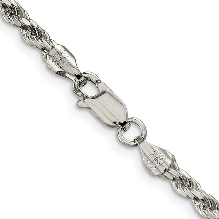 Sterling Silver 3.2mm Diamond-cut Rope Chain