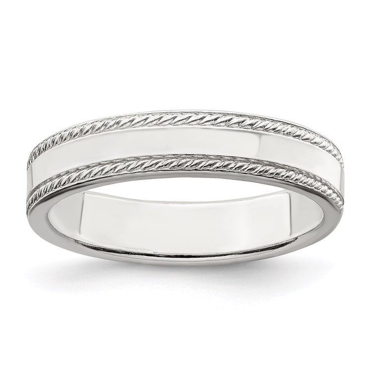 Sterling Silver 4mm Flat with Rope Edge
