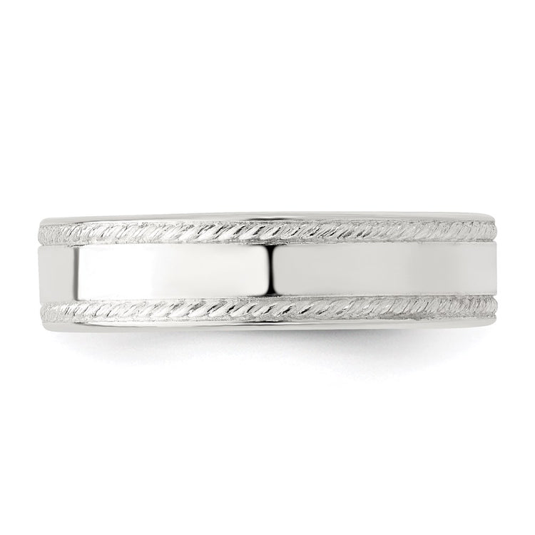 Sterling Silver 5mm Flat with Rope Edge
