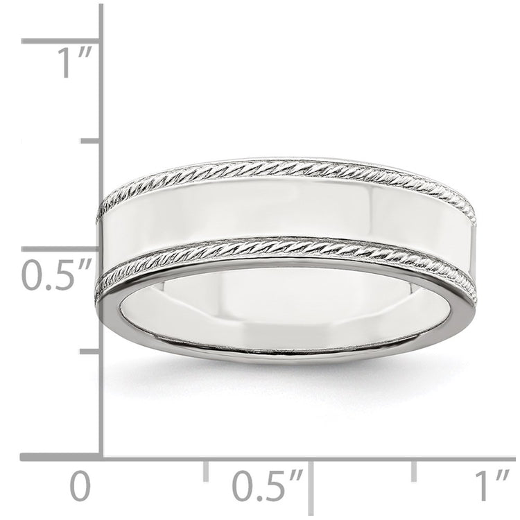 Sterling Silver 6mm Flat with Rope Edge