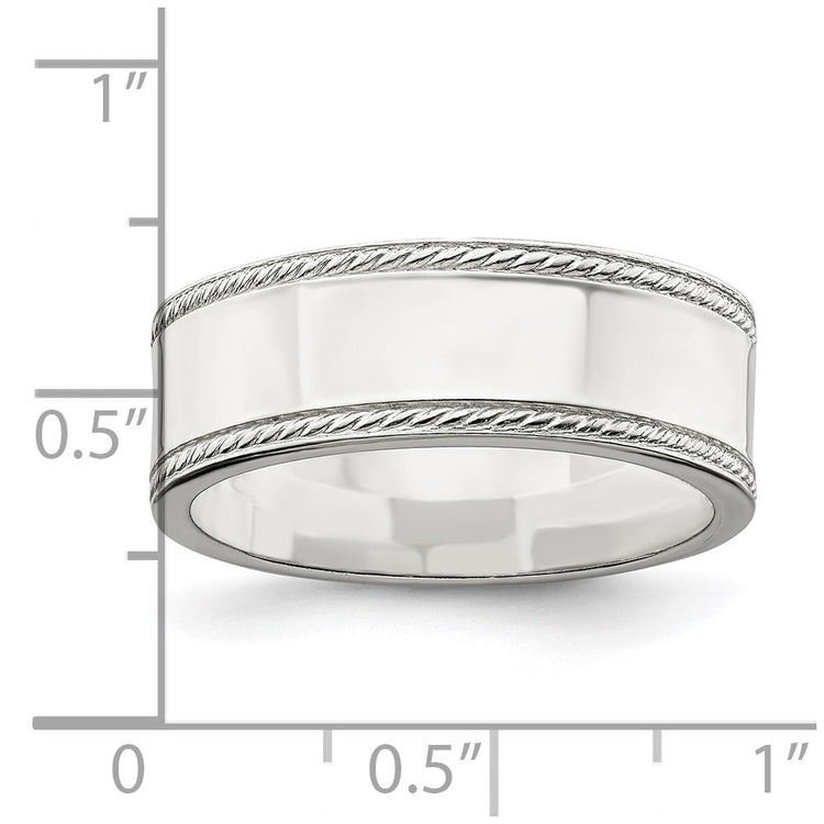 Sterling Silver 7mm Flat with Rope Edge