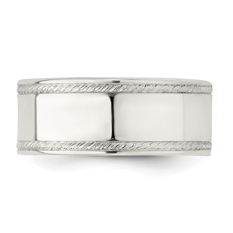 Sterling Silver 8mm Flat with Rope Edge