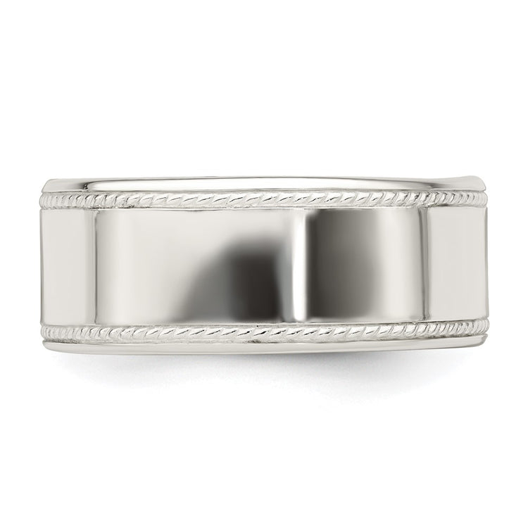 Sterling Silver 9.5mm Flat with Rope Edge
