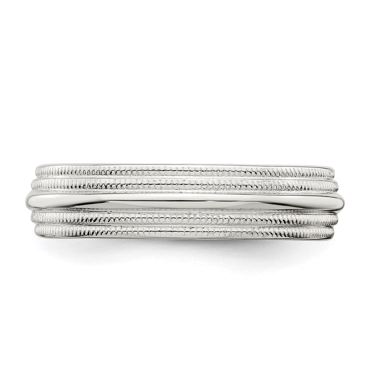 Sterling Silver 5mm Comfort Fit Double Milgrain
