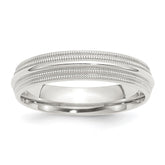 Sterling Silver 5mm Comfort Fit Double Milgrain