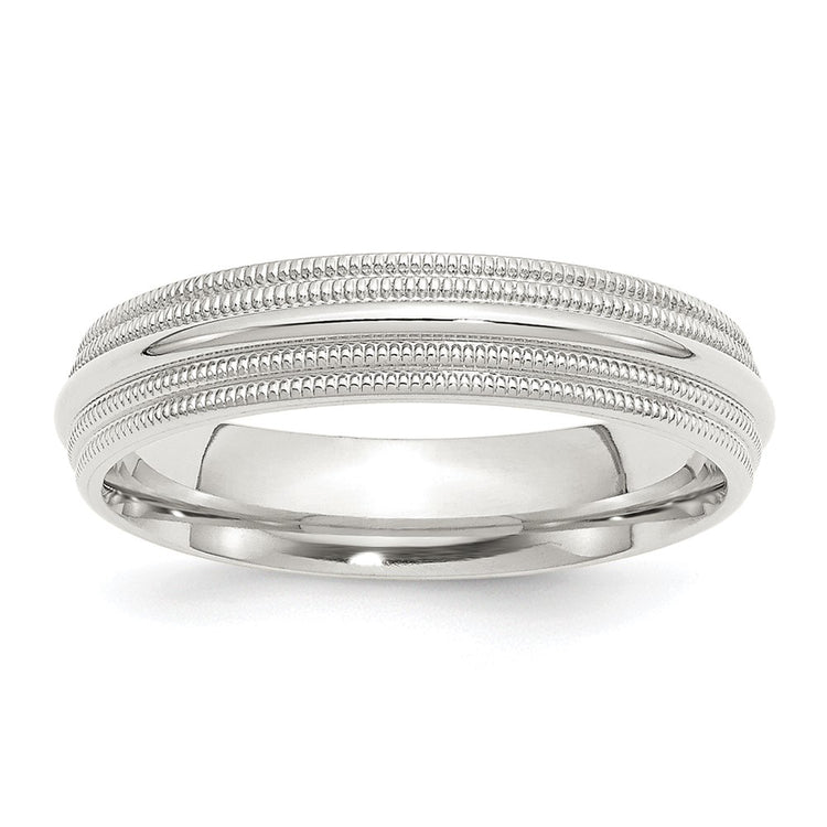 Sterling Silver 5mm Comfort Fit Double Milgrain