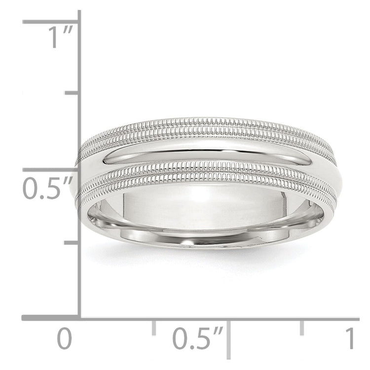 Sterling Silver 6mm Comfort Fit Double Milgrain