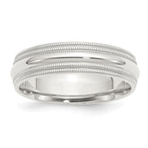 Sterling Silver 6mm Comfort Fit Double Milgrain