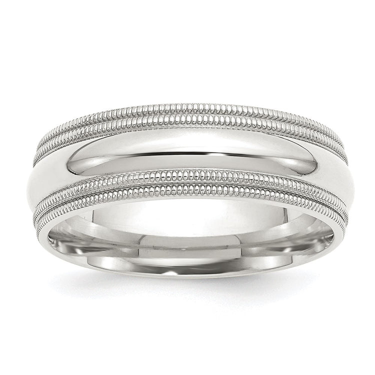 Sterling Silver 7mm Comfort Fit Double Milgrain