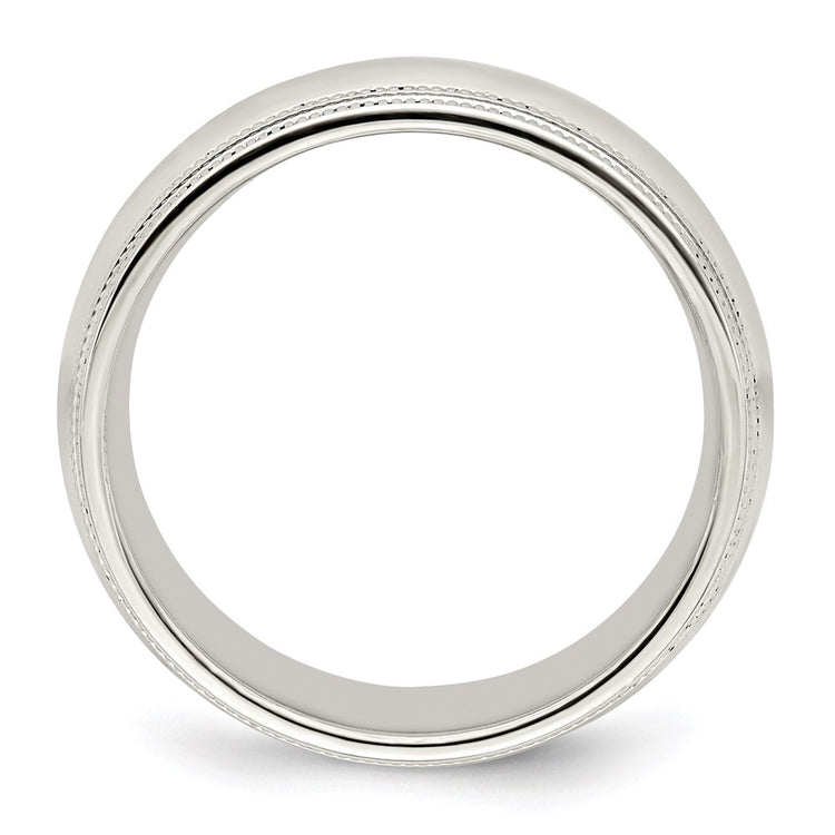 Sterling Silver 8mm Comfort Fit Double Milgrain