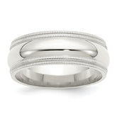 Sterling Silver 8mm Comfort Fit Double Milgrain
