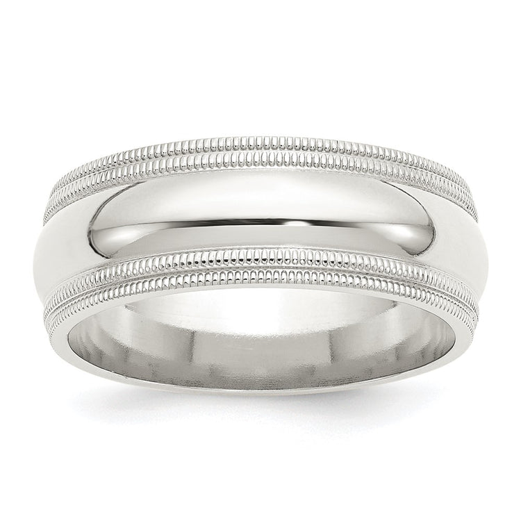 Sterling Silver 8mm Comfort Fit Double Milgrain