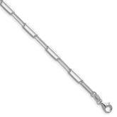 Sterling Silver Rhodium-Plated 3.5mm Diamond-Cut Paperclip Chain Bracelet - Hypoallergenic Sterling Silver Bracelets for Women - Layering Italian Craf