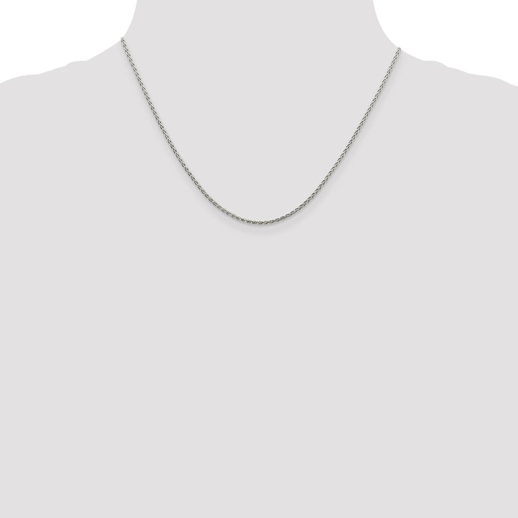 Sterling Silver Rhodium-plated 1.5mm Diamond-Cut Spiga Chain w/2in ext.
