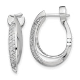 Sterling Shimmer Sterling Silver Rhodium-plated 56 Stone Pav CZ Double Twisted Oval Hinged Hoop Earrings
