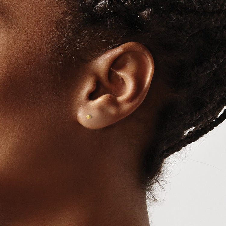 Sterling Silver Gold-Tone Polished 2mm Ball Post Earrings
