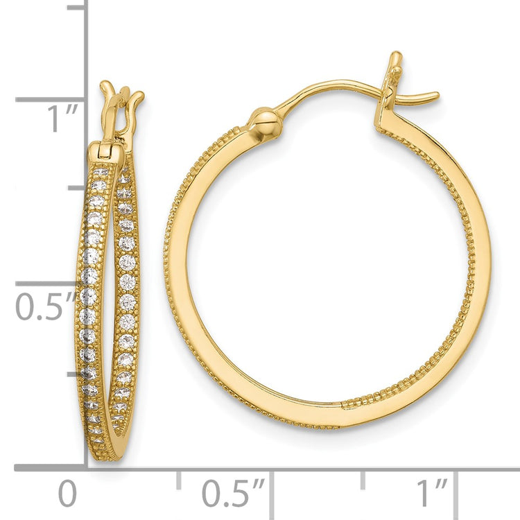 Sterling Silver Gold-Tone CZ Hoop Earrings 25mm - view 4