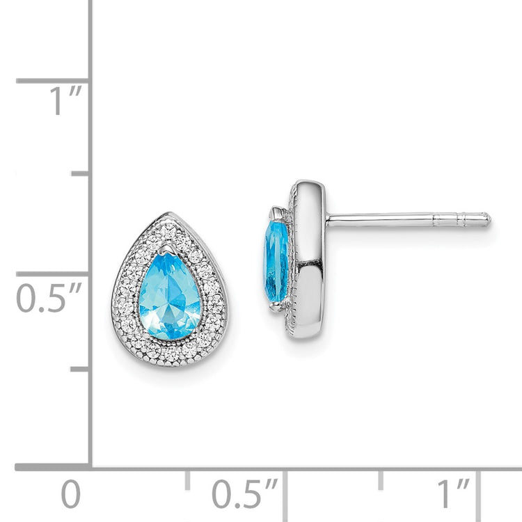 Sterling Silver 10.25mm Halo CZ Stud Earrings - view 4
