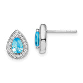 Sterling Silver Blue & White Cubic Zirconia Stud Earrings - Hypoallergenic Sterling Silver Stud Earrings for Women - Simulated Diamond CZ Earrings Jew