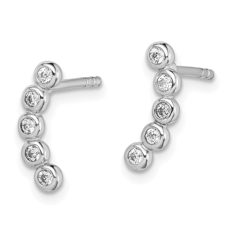 Sterling Silver CZ Curved Stud Earrings - view 2