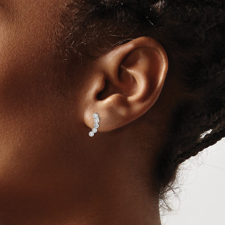 Sterling Silver CZ Curved Stud Earrings - view 3
