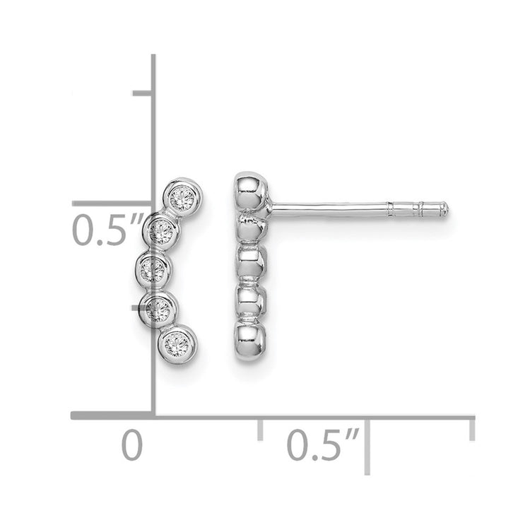 Sterling Silver CZ Curved Stud Earrings - view 4