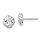 Sterling Silver Knot Cubic Zirconia Stud Earrings - Hypoallergenic Sterling Silver Stud Earrings for Women - Simulated Diamond CZ Earrings Jewelry Gif