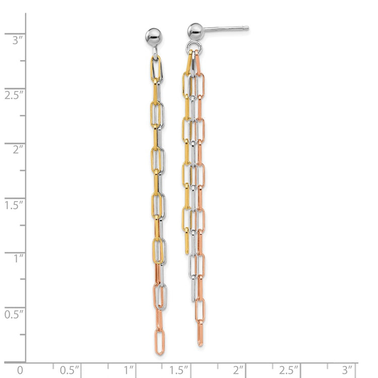 Sterling Silver Gold-Tone Gold-Tone 3-Strand Link Paperclip Earrings - view 4