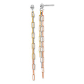 Sterling Silver Gold-Tone Gold-Tone 3-Strand Paperclip Dangle Earrings - Hypoallergenic Sterling Silver Earrings for Women - Trendy Layering Chain Ear