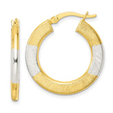 Sterling Silver Gold-Tone Brushed Flat Circle Hoop Earrings - Hypoallergenic Sterling Silver Gold Hoops for Women - Size 27mm - Everyday Trendy Jewelr