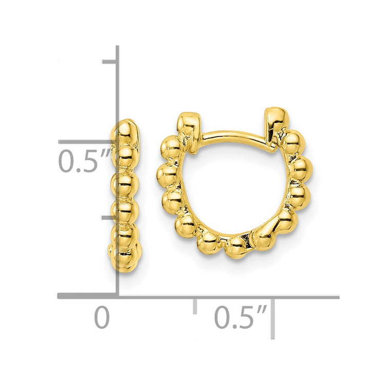 Sterling Silver Gold-Tone Beaded Hoop Earrings 10.75mm - view 4