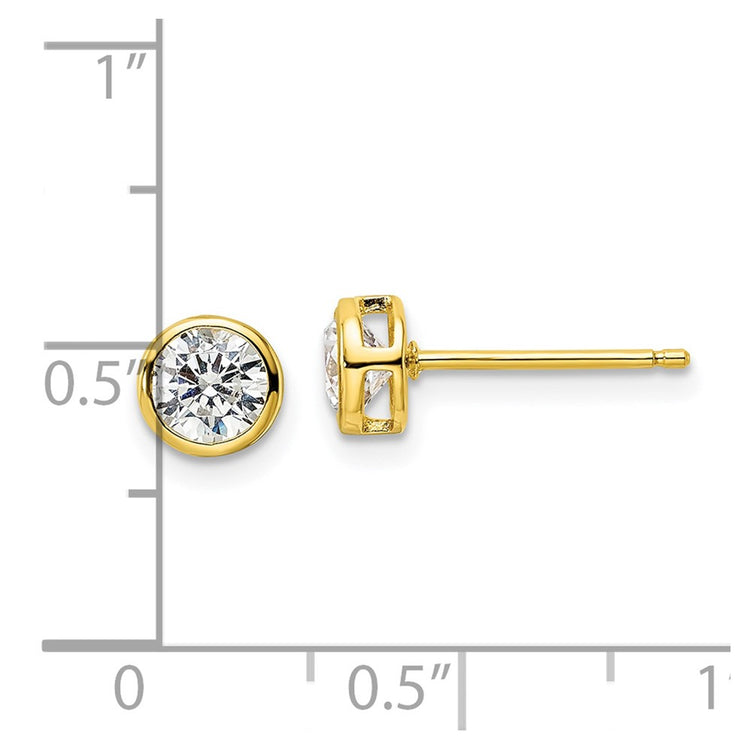 Sterling Silver Gold-Tone Polished CZ Hoop Earrings 5mm - view 4
