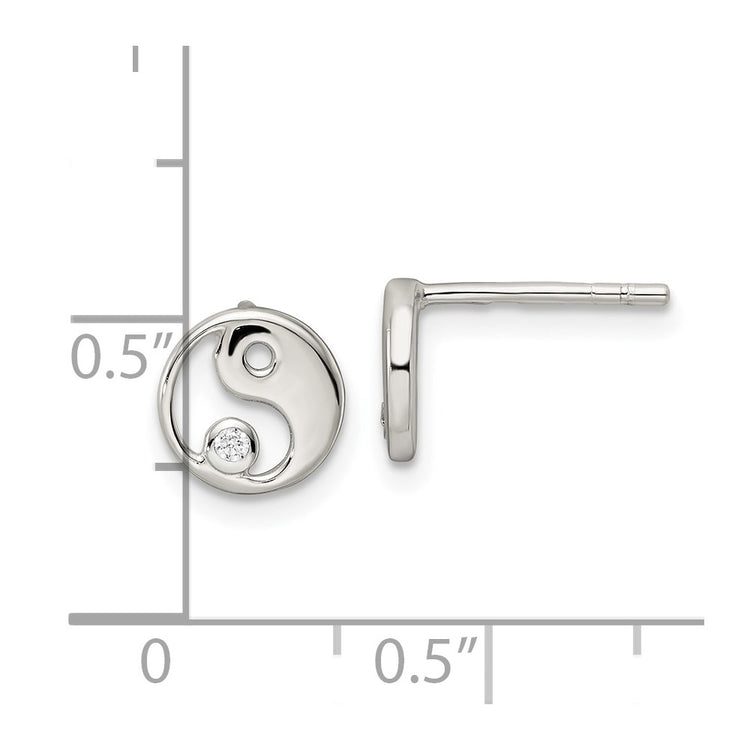 Sterling Silver 7.84mm Polished Halo CZ Stud Earrings - view 4