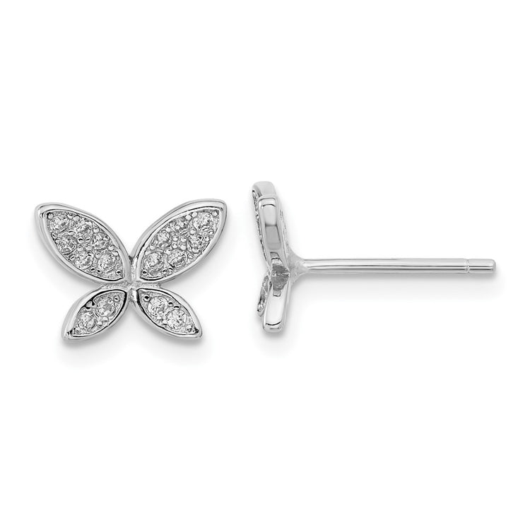 Sterling Silver Butterfly Cubic Zirconia Stud Earrings - Hypoallergenic Sterling Silver Stud Earrings for Women - Simulated Diamond CZ Earrings Jewelr