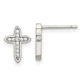 Sterling Silver Cross Cubic Zirconia Stud Earrings - Hypoallergenic Sterling Silver Stud Earrings for Women - Simulated Diamond CZ Earrings Jewelry Gi