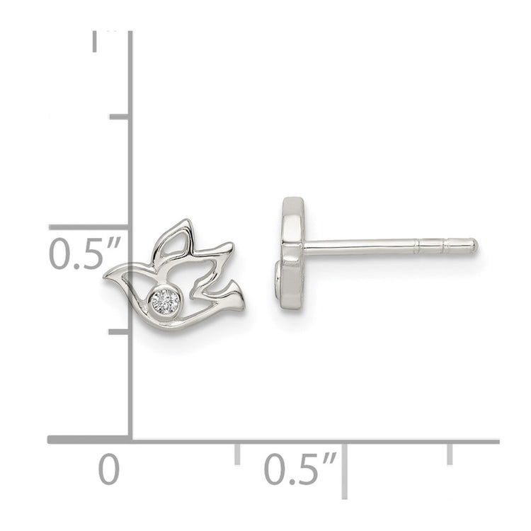 Sterling Silver 6.9mm Polished Halo CZ Stud Earrings - view 4
