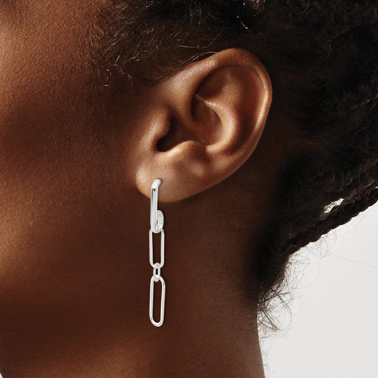 Sterling Silver Link Paperclip Dangle Earrings - view 3