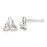 Sterling Silver Triangular Cubic Zirconia Stud Earrings - Hypoallergenic Sterling Silver Stud Earrings for Women - Simulated Diamond CZ Earrings Jewel