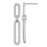Sterling Silver Cubic Zirconia Paperclip Dangle Earrings - Hypoallergenic Sterling Silver Earrings for Women - Trendy Layering Chain Earrings Jewelry
