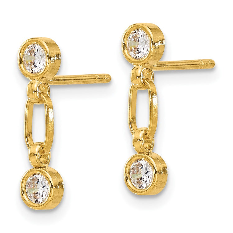Sterling Silver Gold-Tone CZ Hoop Earrings 15.5mm - view 2