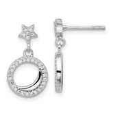Sterling Silver Star Moon Cubic Zirconia Stud Earrings - Hypoallergenic Sterling Silver Stud Earrings for Women - Simulated Diamond CZ Earrings Jewelr