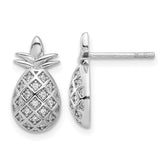 Sterling Silver Pineapple Cubic Zirconia Stud Earrings - Hypoallergenic Sterling Silver Stud Earrings for Women - Simulated Diamond CZ Earrings Jewelr