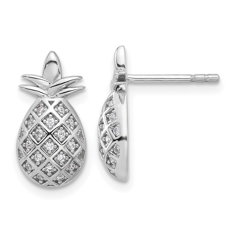 Sterling Silver Pineapple Cubic Zirconia Stud Earrings - Hypoallergenic Sterling Silver Stud Earrings for Women - Simulated Diamond CZ Earrings Jewelr
